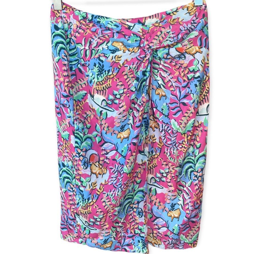 J.McLAUGHLIN Blakely Freshfield Pencil PinkTwist Knot Wrap Floral Skirt Sz 8 NWT